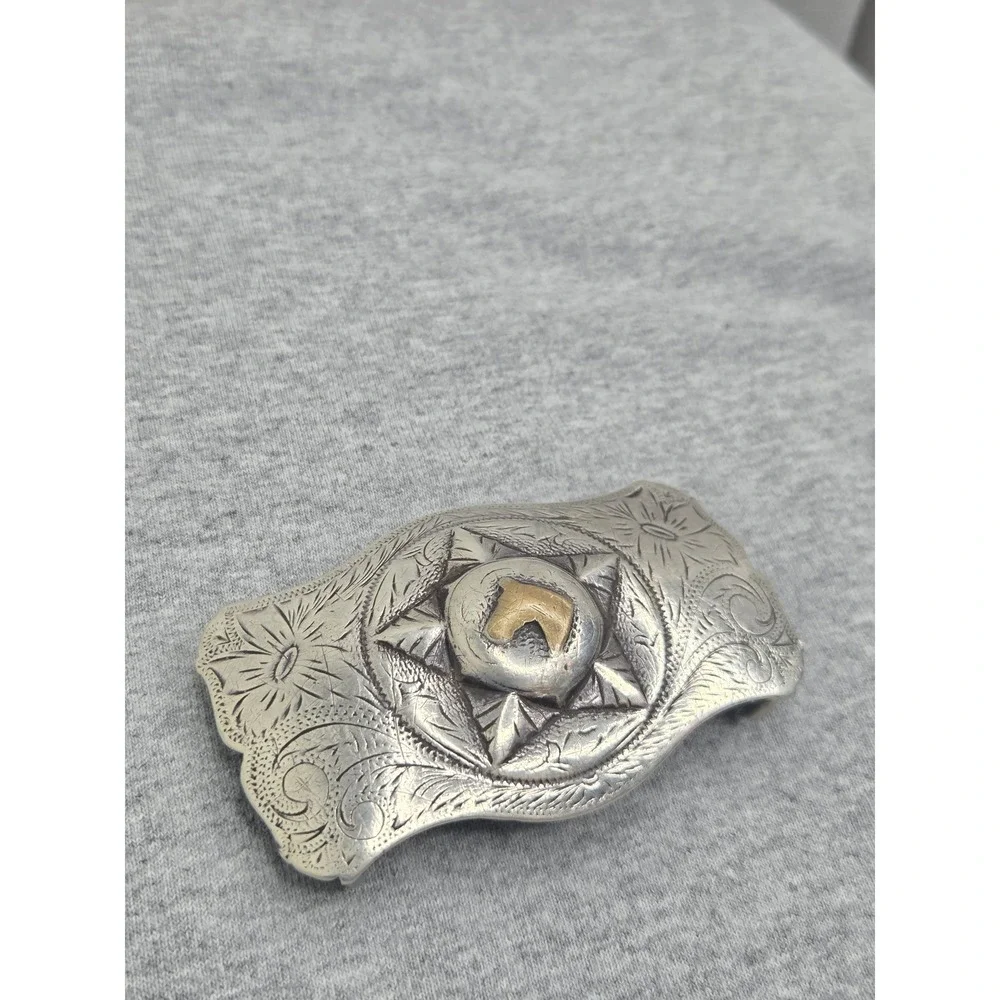 Rare Vintage Keyston Sterling Silver 14k Gold Horse Western Belt Buckle Heavy